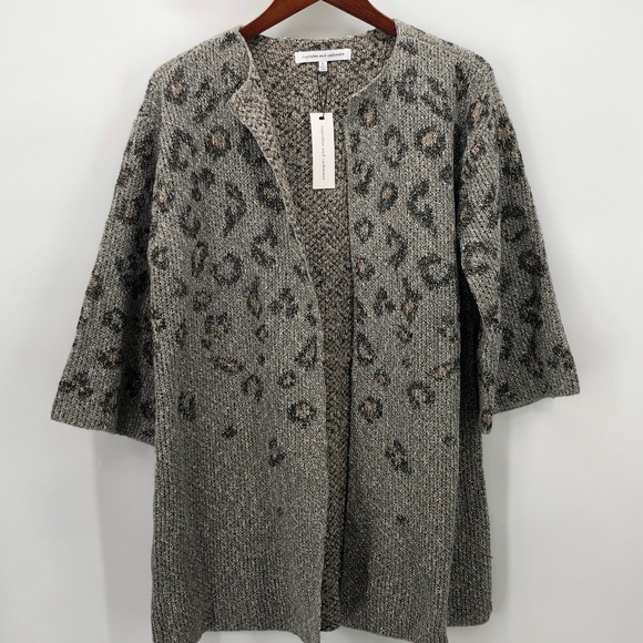 Cupcakes & Cashmere Kline Tonal Leopard Cardigan L - Picture 3 of 8